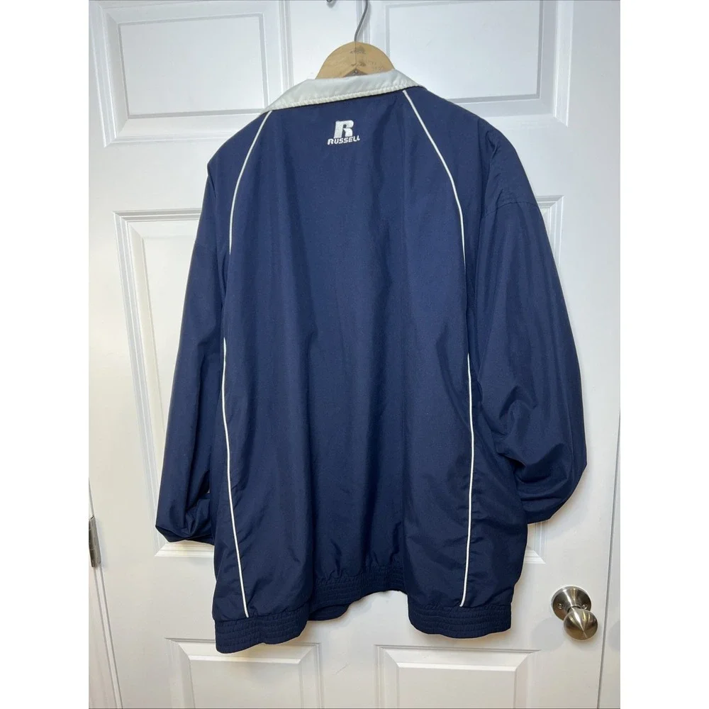 Russell Athletic Team Issue Windbreaker XXL Blue White Mesh Lined Full Zip EUC